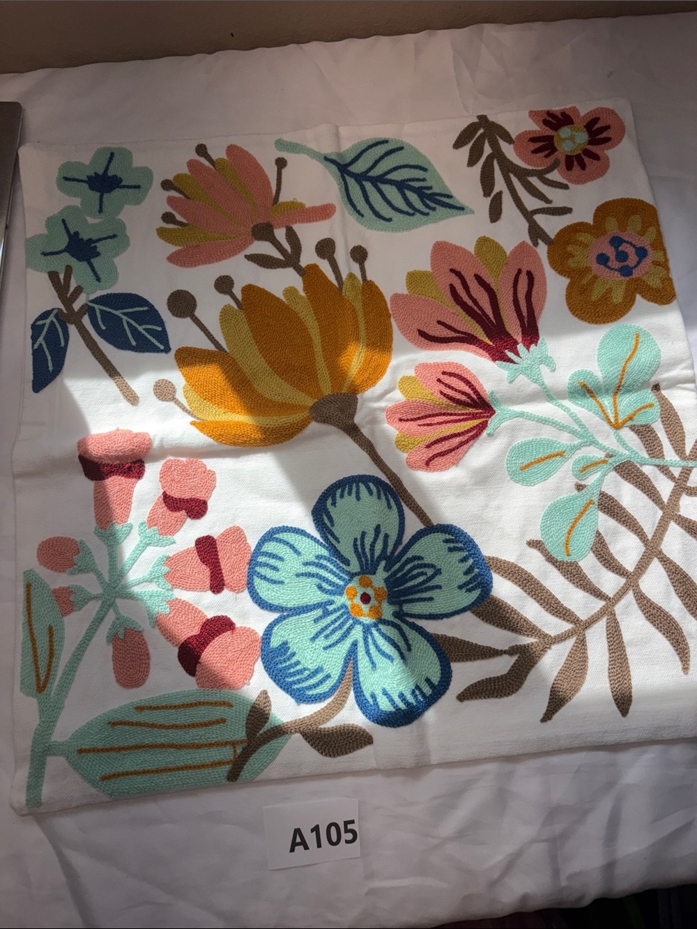 Floral Print Decorative Pillow Cover - Bright Multicolor Blooms